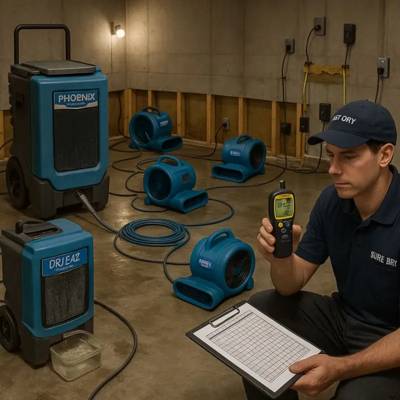 Structural Drying and Dehumidification process in Marshville, NC